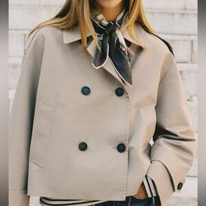 Zara Tan Double-Breasted Trench Coat